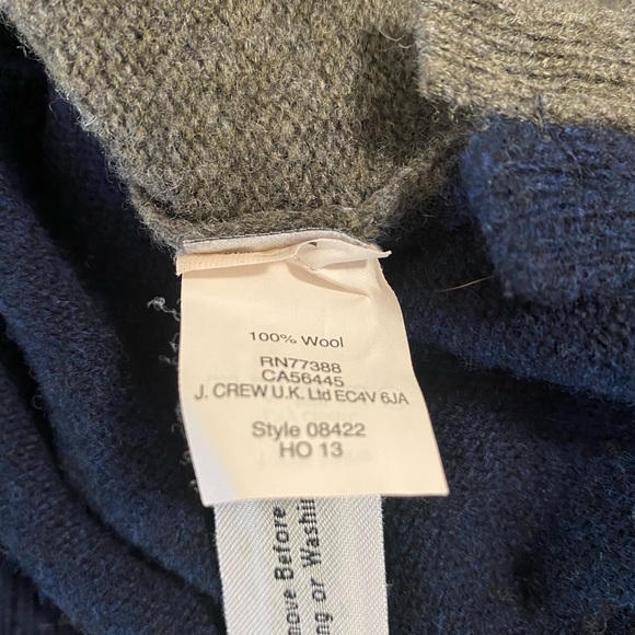 J. Crew Wool Double Zip Sweater Navy & Green Size Medium - Picture 11 of 11